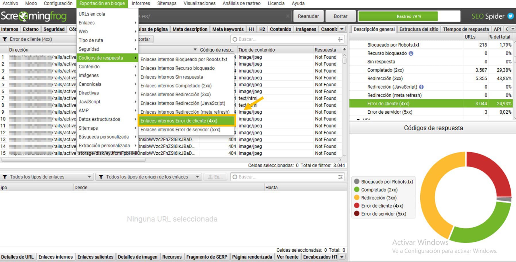 Identificar Error 404 en Screaming Frog Identificar Error 404 en Screaming Frog
